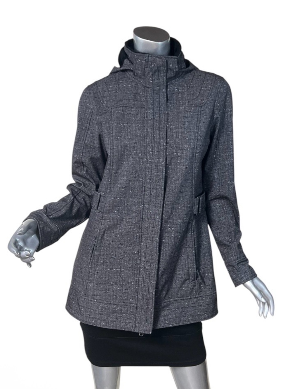 Free Country Women’s SMALL Charcoal Gray Faux Fur Lined Coat Full Zip Jacket